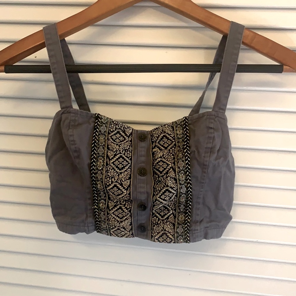 Urban outfitters Embroidered Crop With Buttons